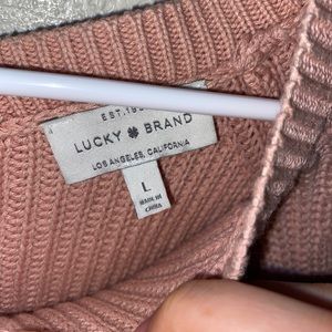 Pink and ivory knit sweater